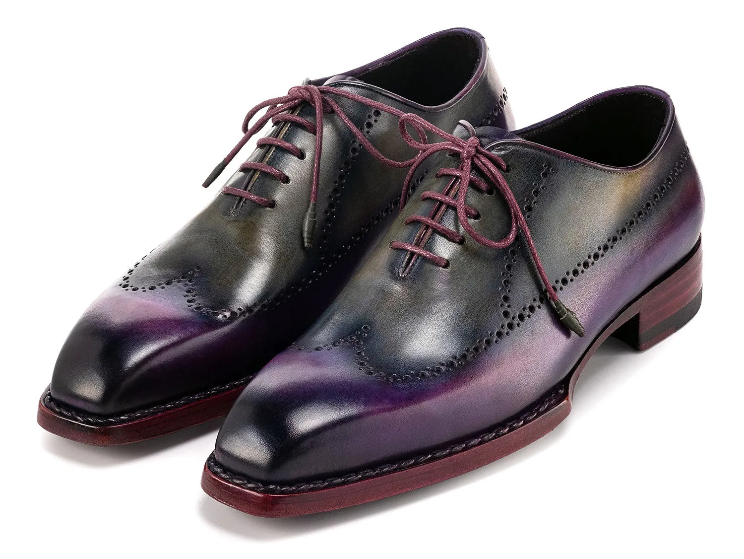 Paul Parkman Shoes Paul Parkman Men's Goodyear Welted Wingtip Oxfords in Purple & Grey