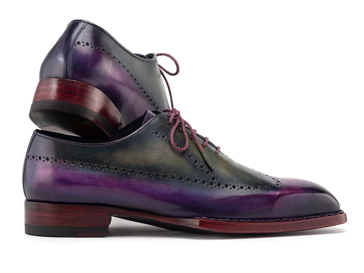 Paul Parkman Shoes Paul Parkman Men's Goodyear Welted Wingtip Oxfords in Purple & Grey