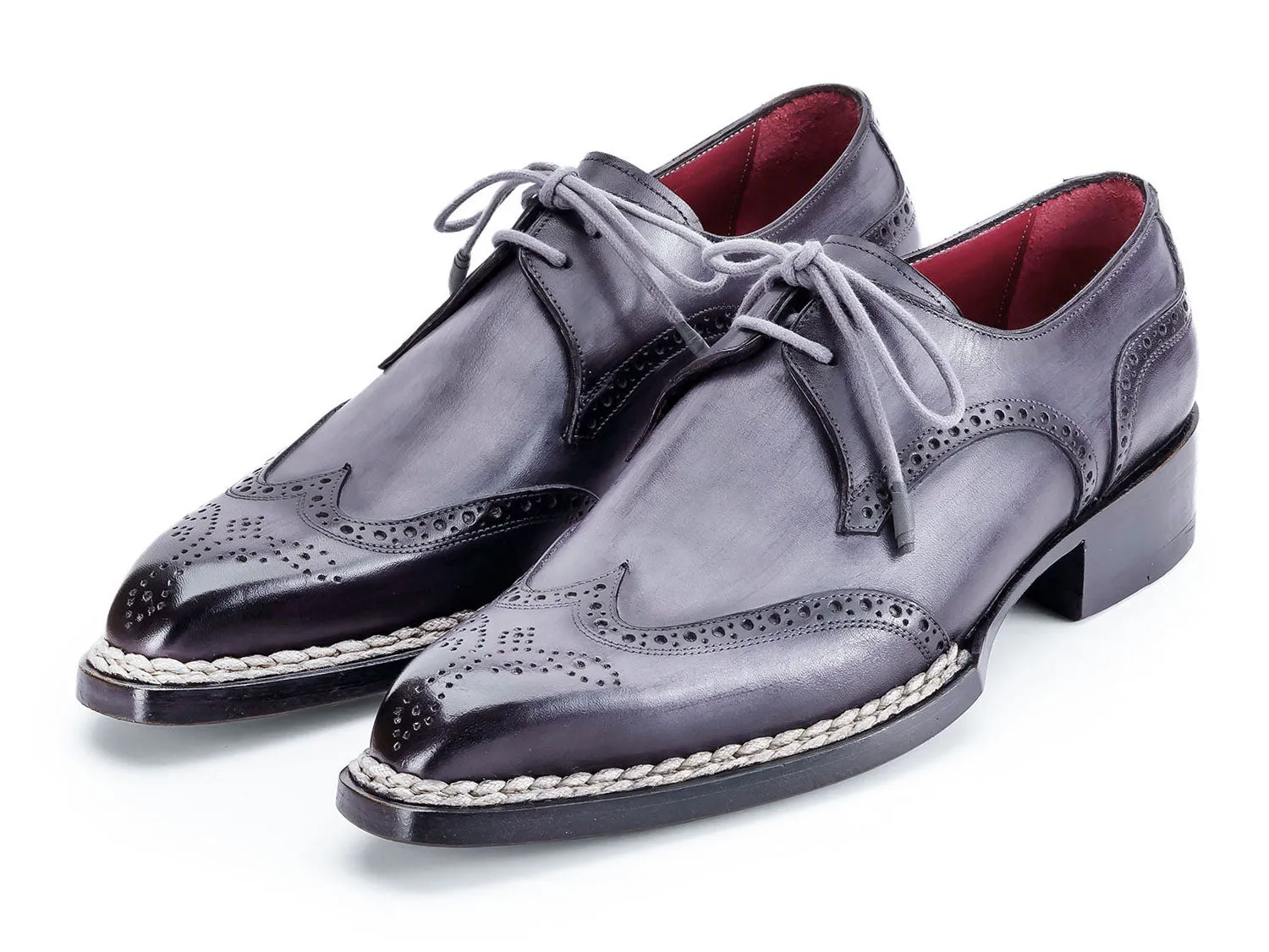 Paul Parkman Shoes Paul Parkman Men's Norwegian Welted Wingtip Derby Shoes in Grey