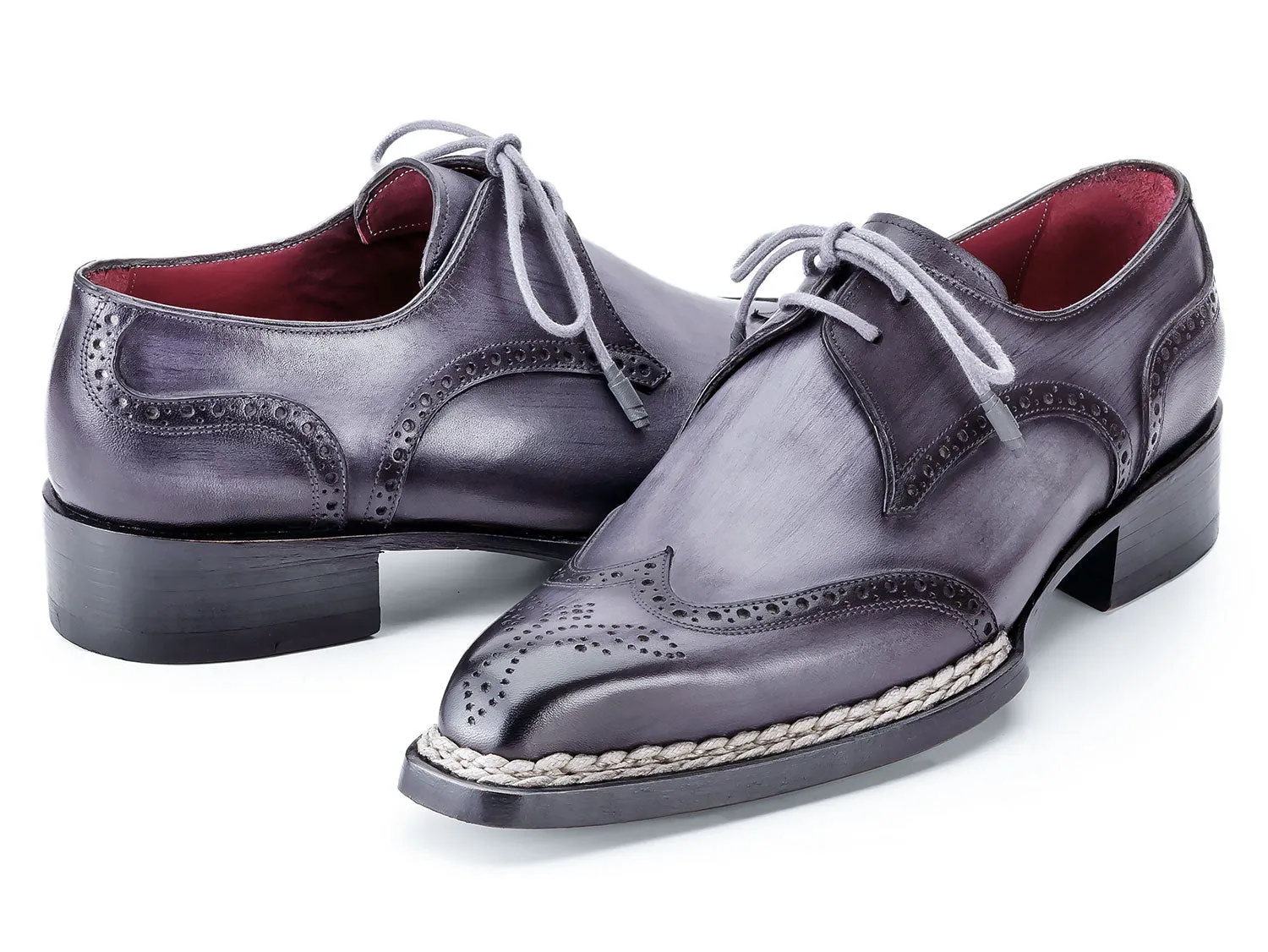Paul Parkman Shoes Paul Parkman Men's Norwegian Welted Wingtip Derby Shoes in Grey