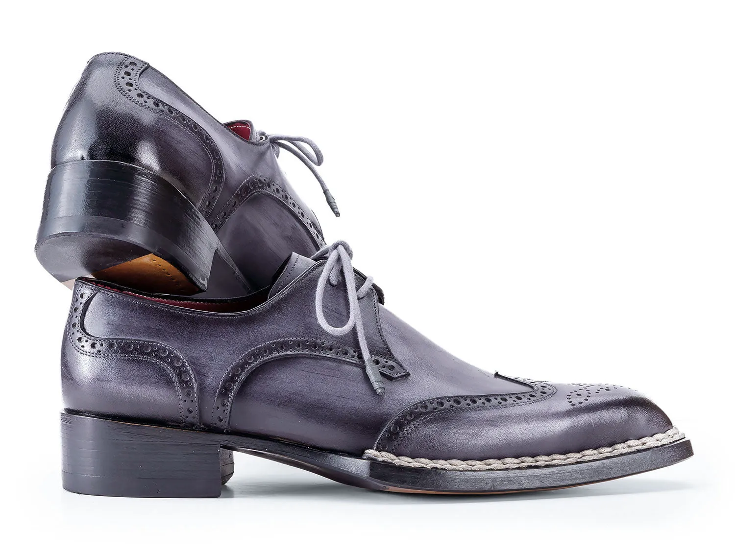 Paul Parkman Shoes Paul Parkman Men's Norwegian Welted Wingtip Derby Shoes in Grey