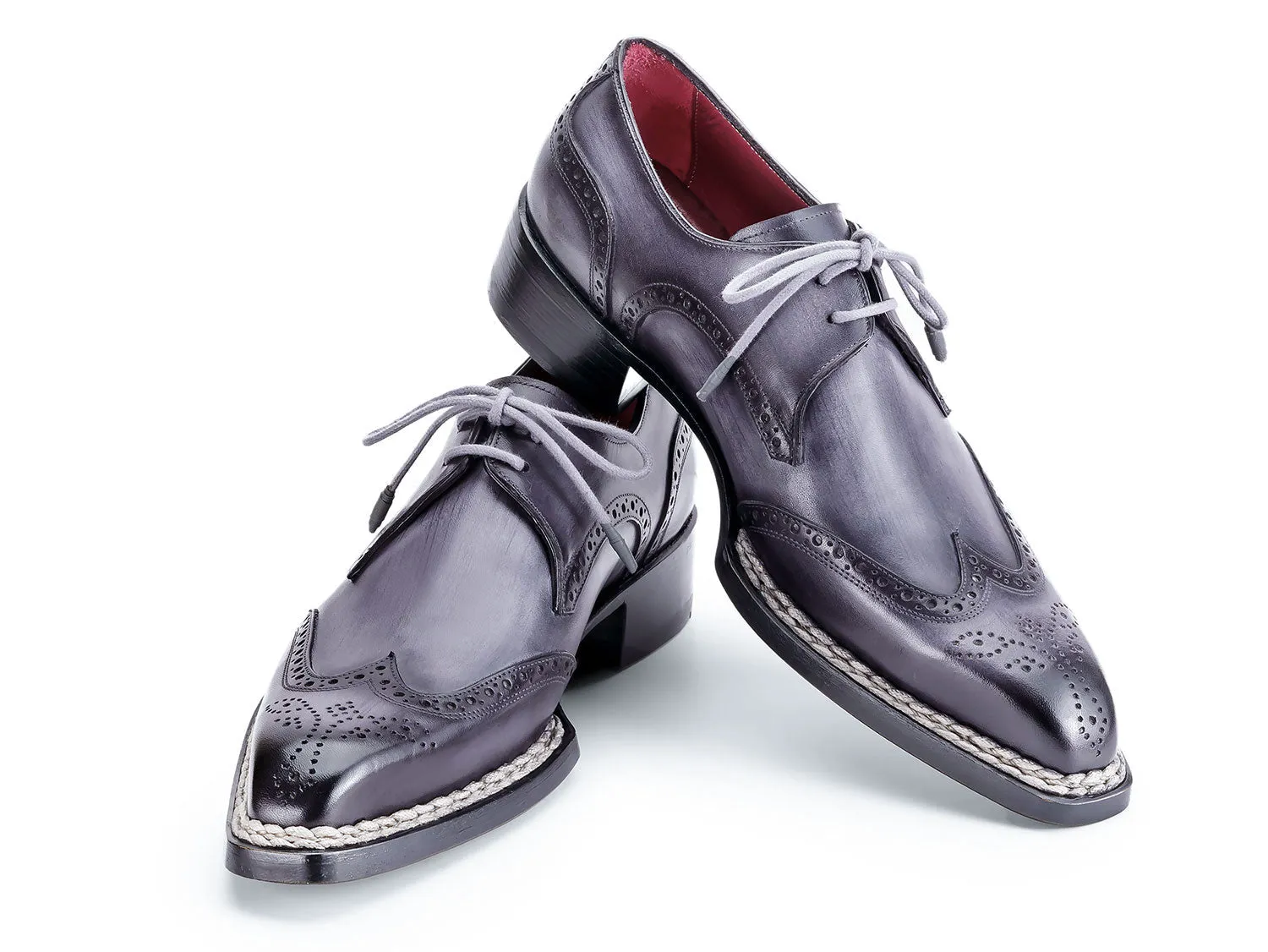 Paul Parkman Shoes Paul Parkman Men's Norwegian Welted Wingtip Derby Shoes in Grey