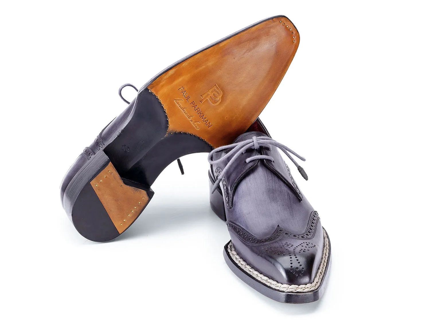 Paul Parkman Shoes Paul Parkman Men's Norwegian Welted Wingtip Derby Shoes in Grey
