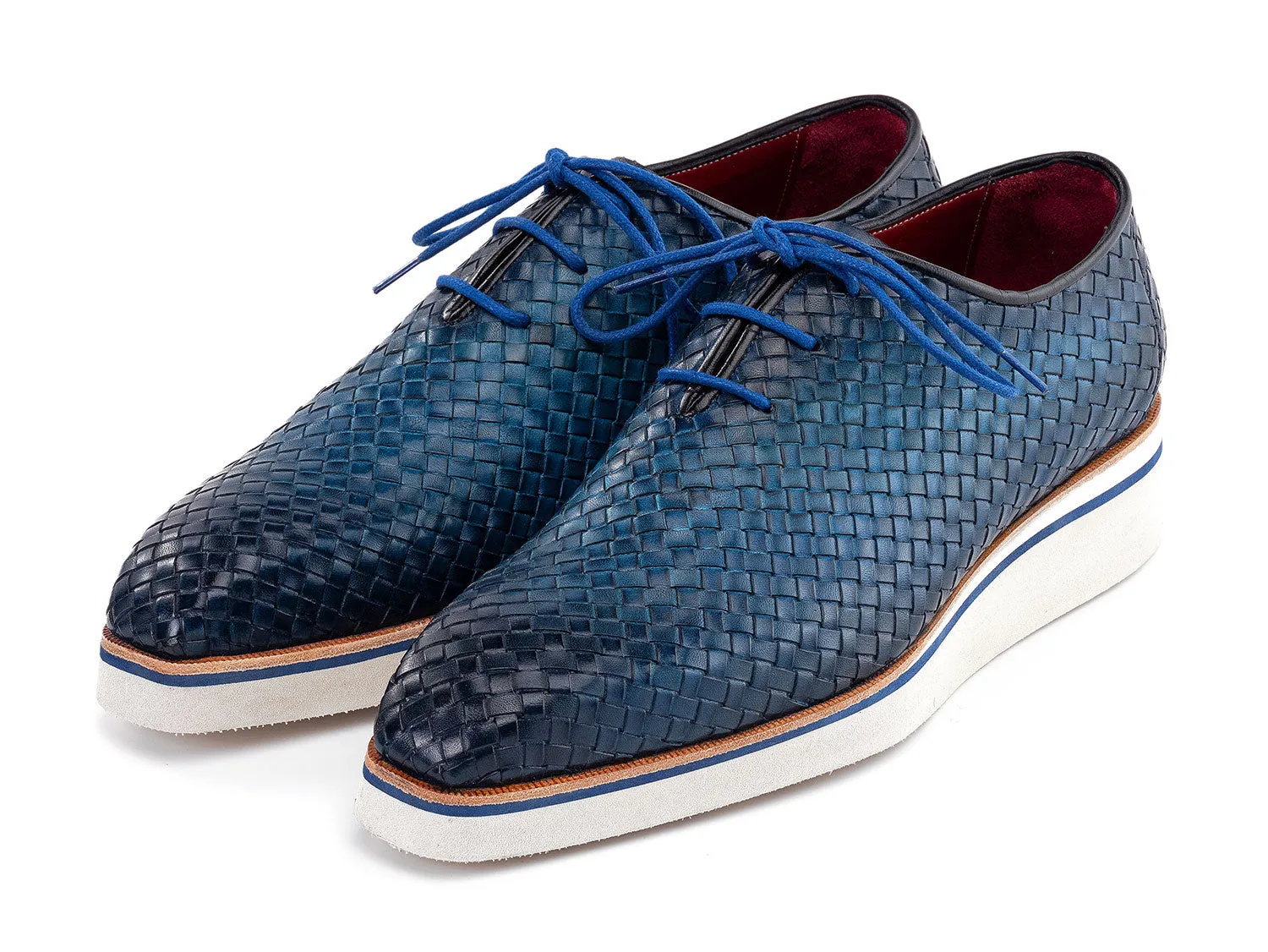 Paul Parkman Shoes Paul Parkman Men's Woven Leather Smart Casual Shoes in Blue
