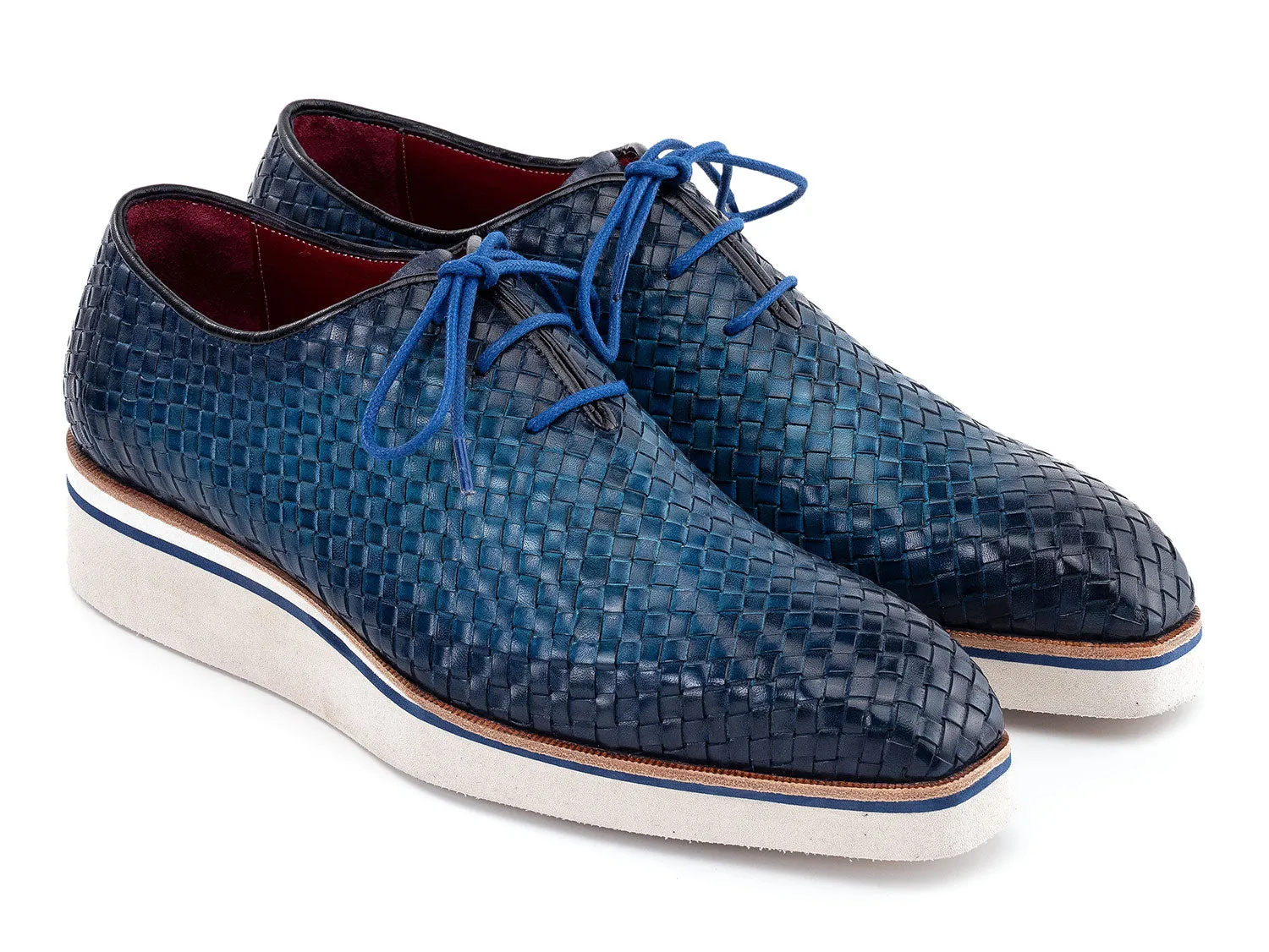 Paul Parkman Shoes Paul Parkman Men's Woven Leather Smart Casual Shoes in Blue