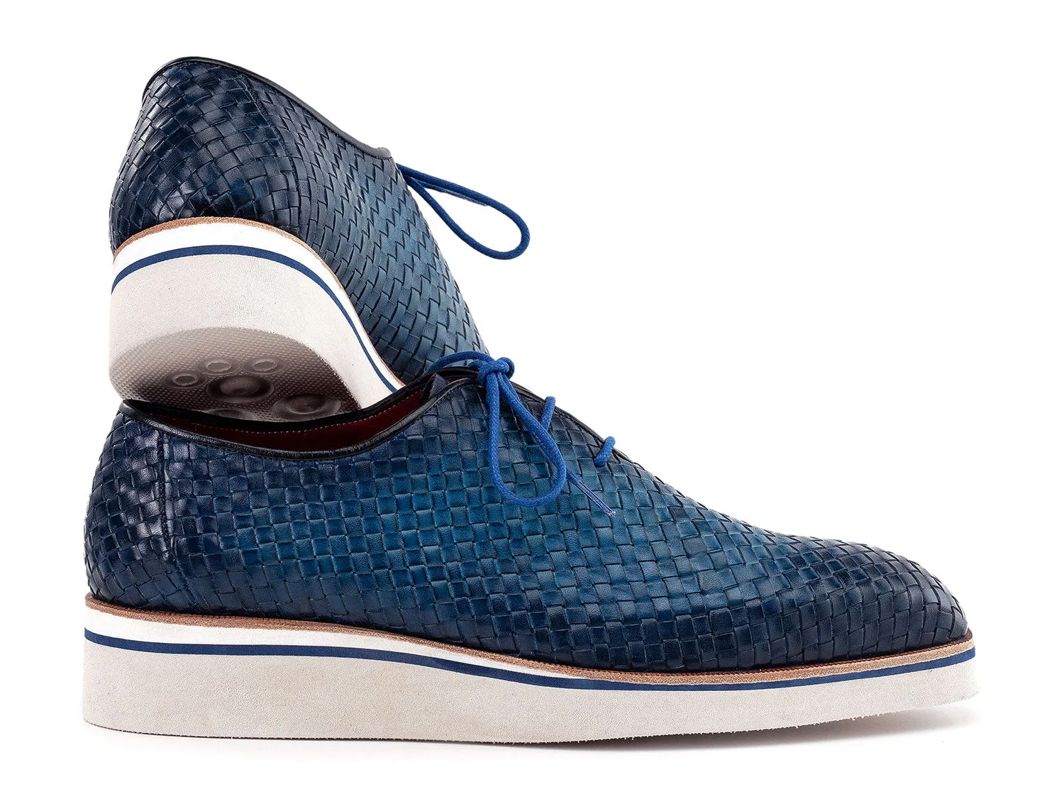 Paul Parkman Shoes Paul Parkman Men's Woven Leather Smart Casual Shoes in Blue