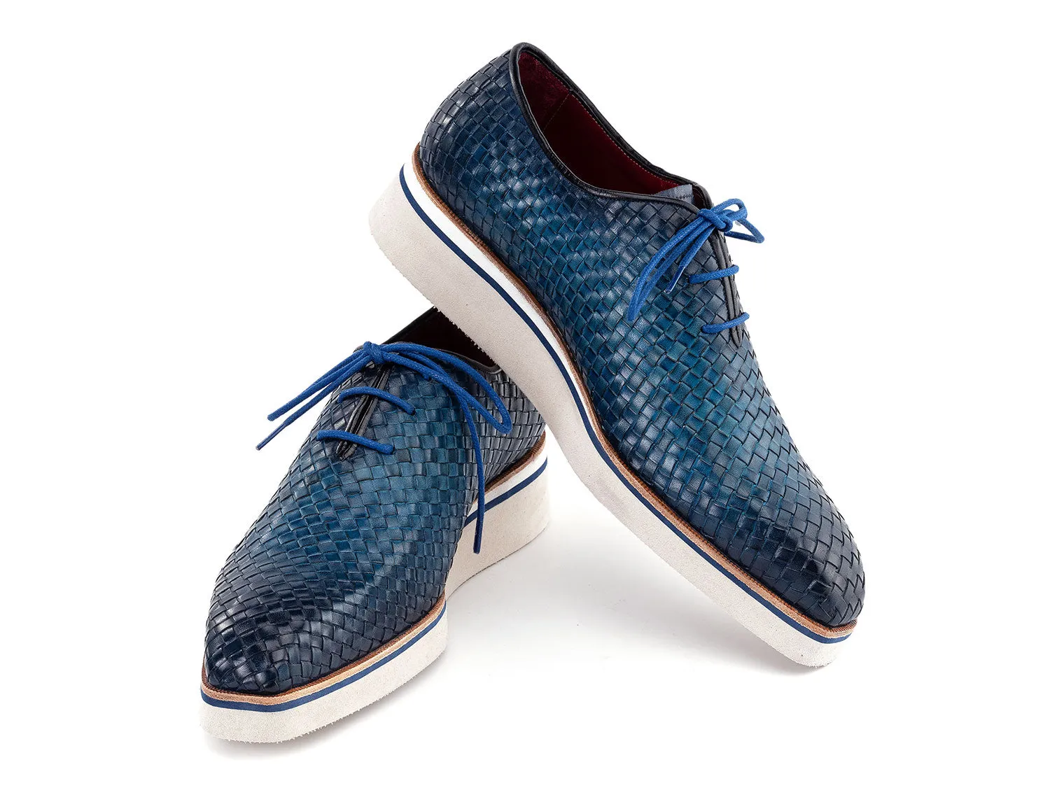 Paul Parkman Shoes Paul Parkman Men's Woven Leather Smart Casual Shoes in Blue