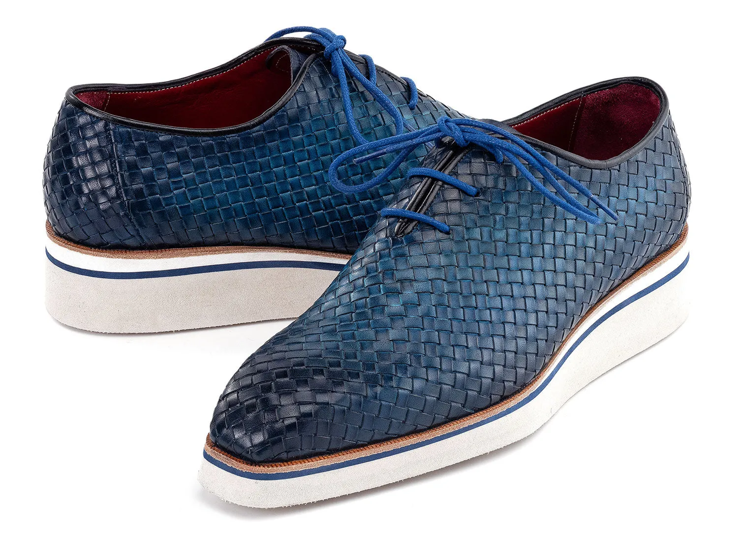 Paul Parkman Shoes Paul Parkman Men's Woven Leather Smart Casual Shoes in Blue