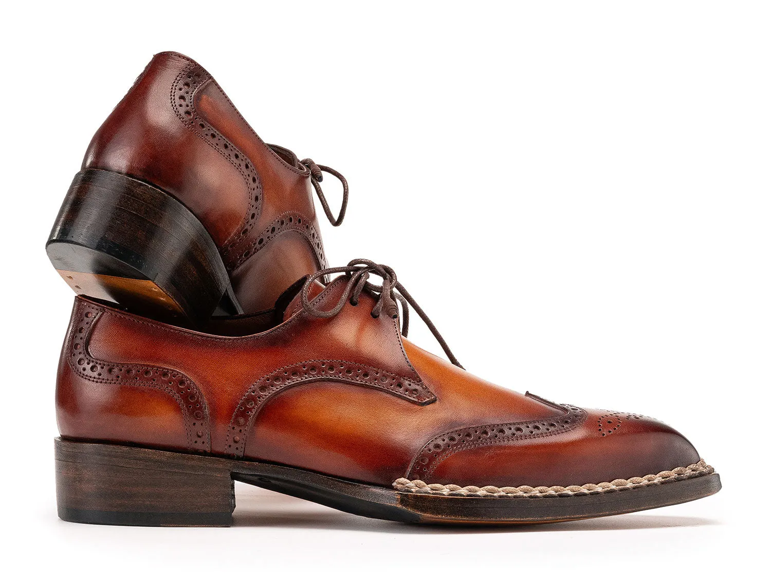 Paul Parkman Shoes Paul Parkman Norwegian Welted Wingtip Derby Shoes in Brown