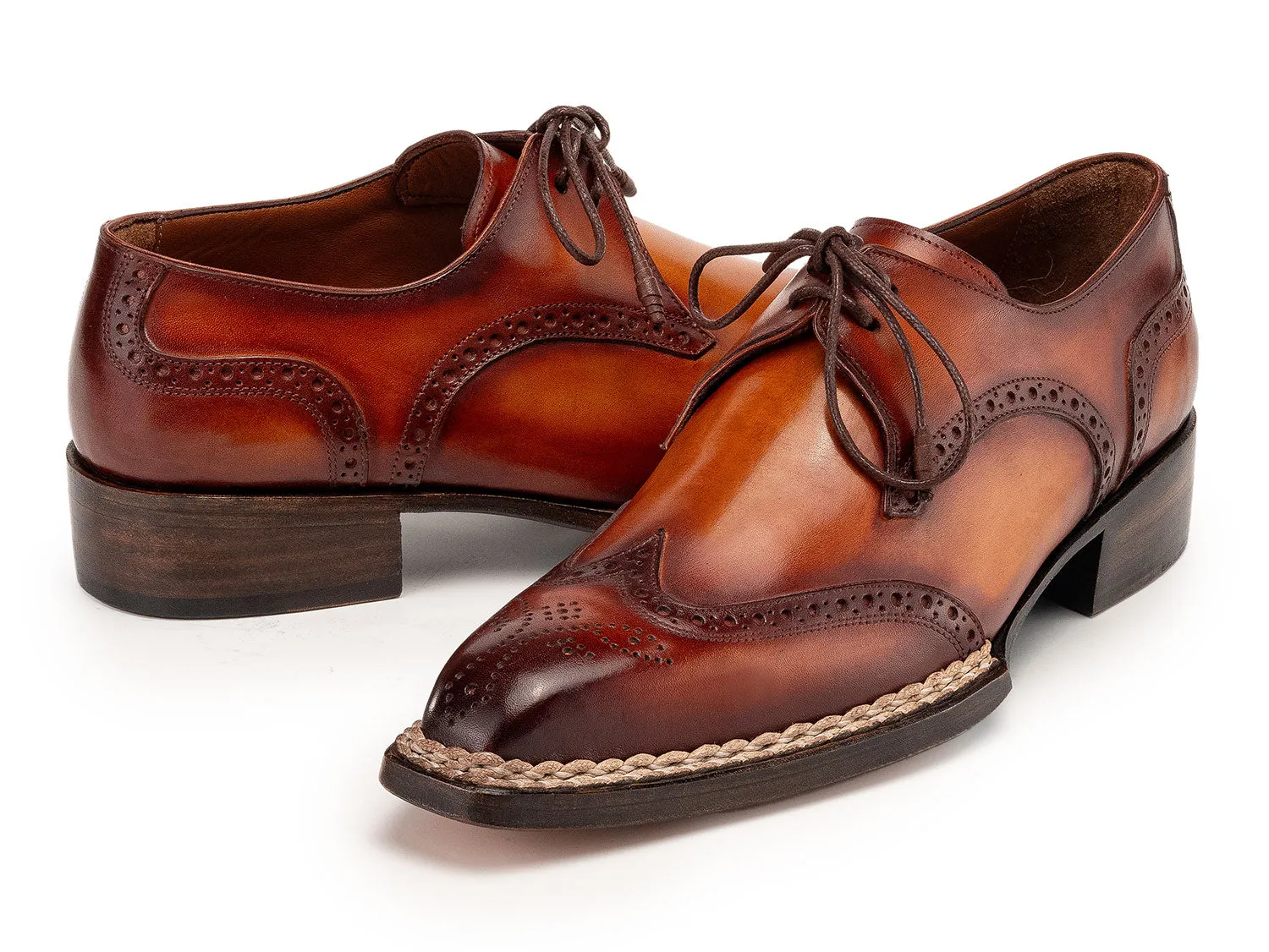 Paul Parkman Shoes Paul Parkman Norwegian Welted Wingtip Derby Shoes in Brown