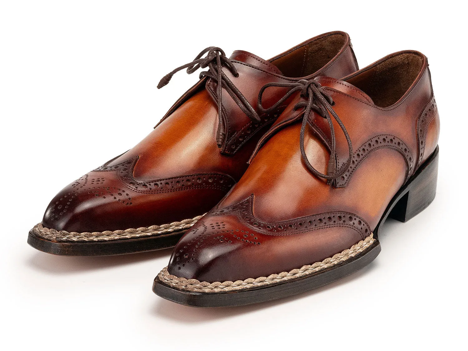 Paul Parkman Shoes Paul Parkman Norwegian Welted Wingtip Derby Shoes in Brown
