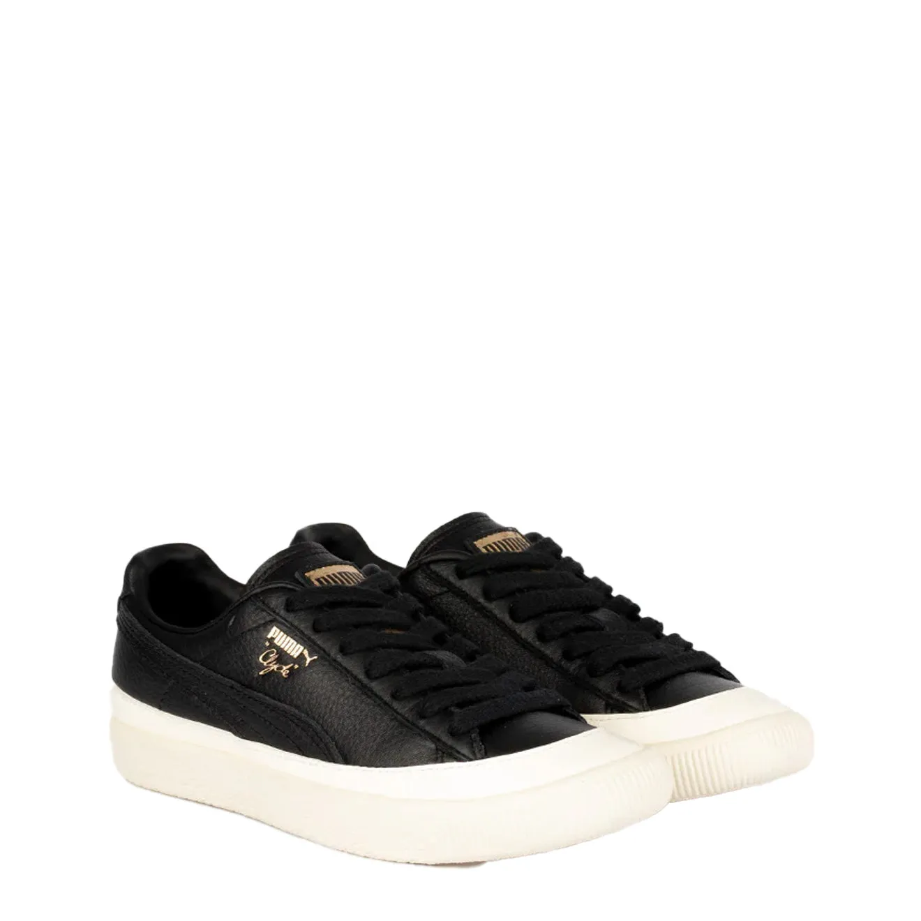 Puma Womens Clyde Rubber Toe Leather Trainer Puma Black / Whisper White