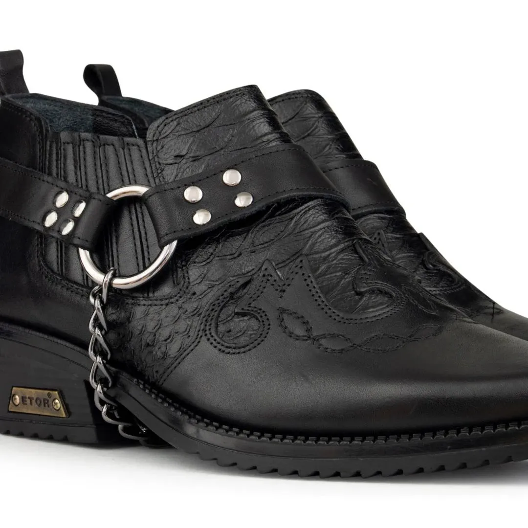 Real Leather Cowboy Cuban Heel Shoes