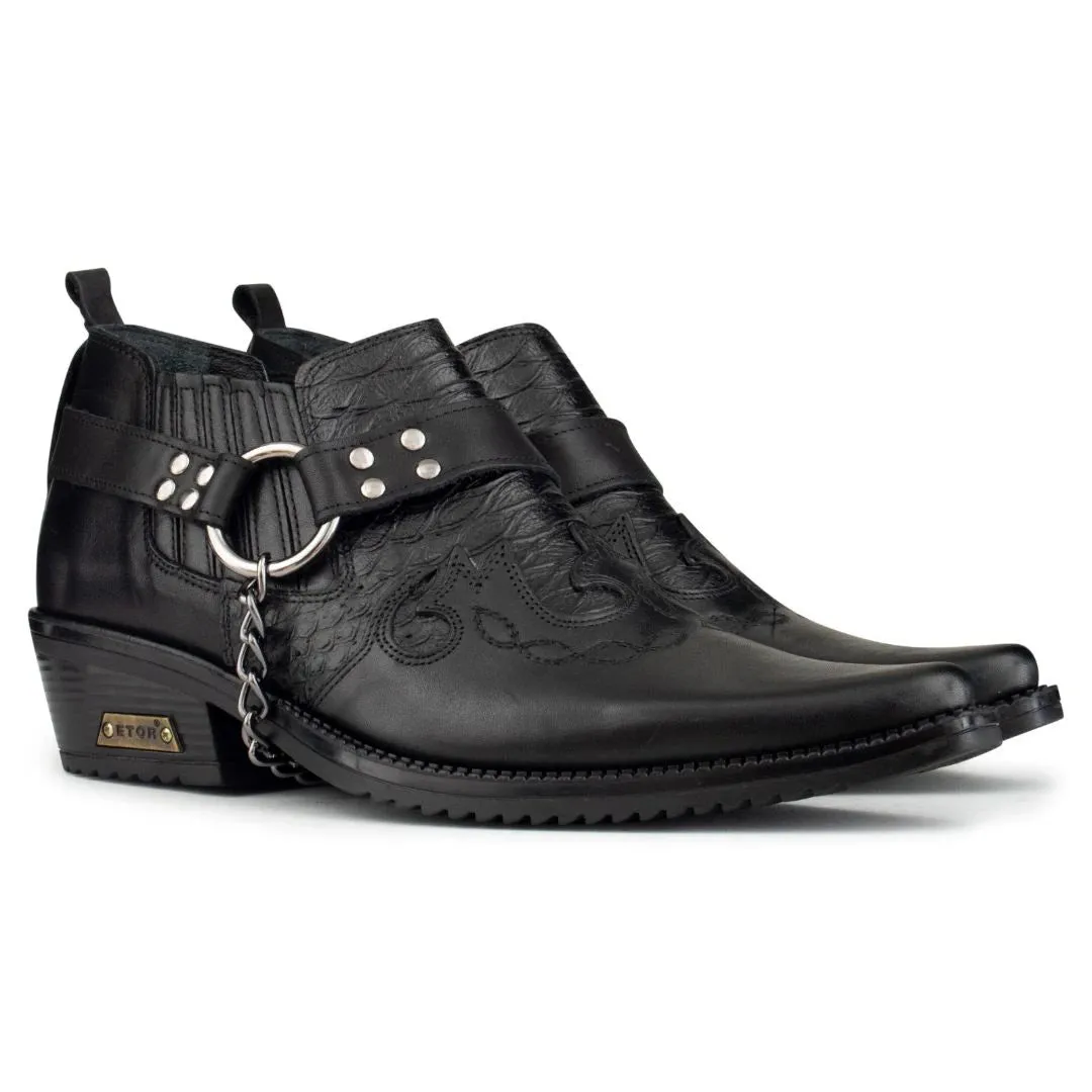 Real Leather Cowboy Cuban Heel Shoes