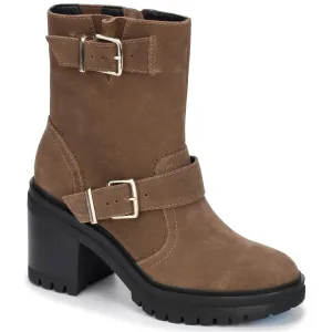 RHODE HEEL BUCKLE  Womens FAUX LEATHER CASUAL Ankle Boots
