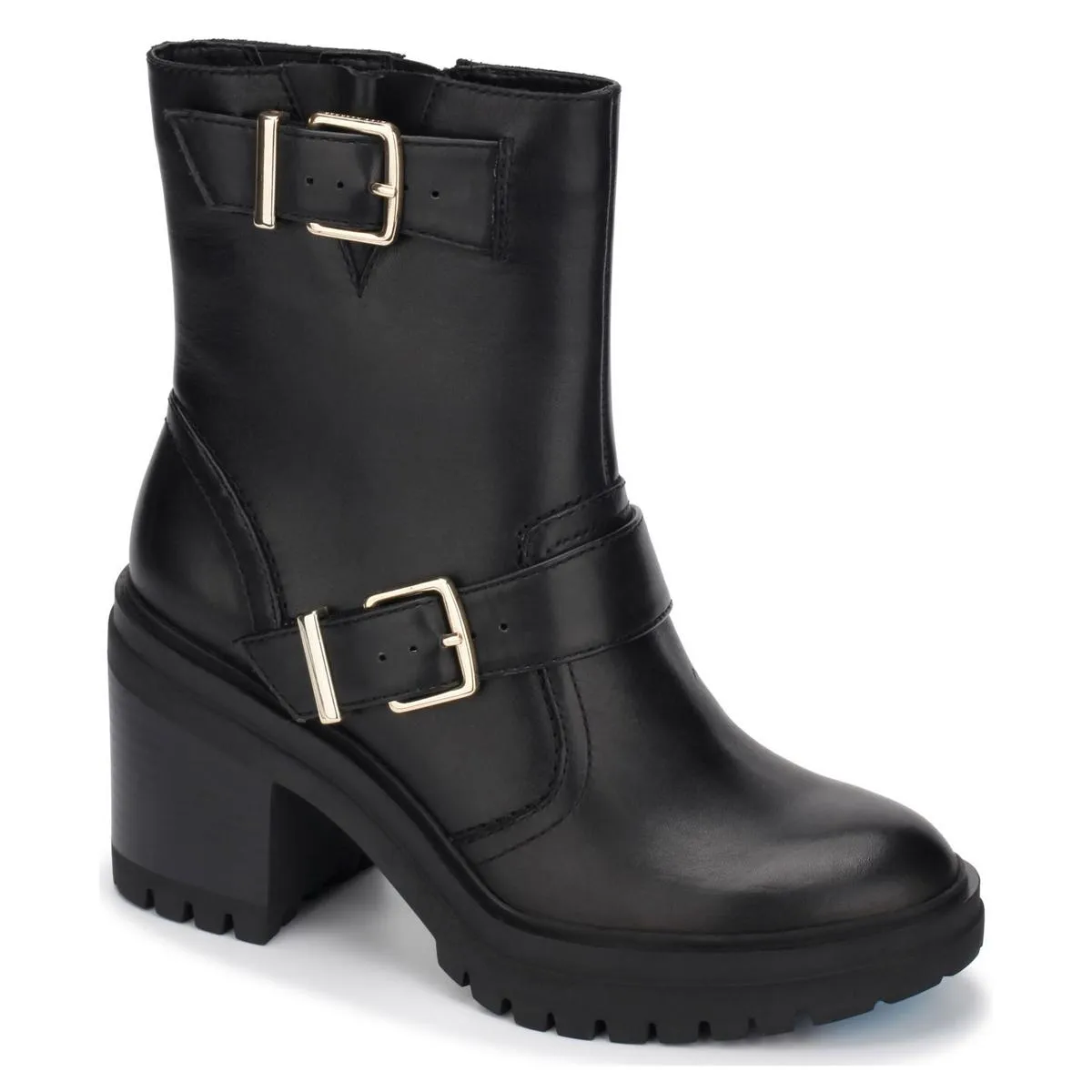 RHODE HEEL BUCKLE  Womens FAUX LEATHER CASUAL Ankle Boots