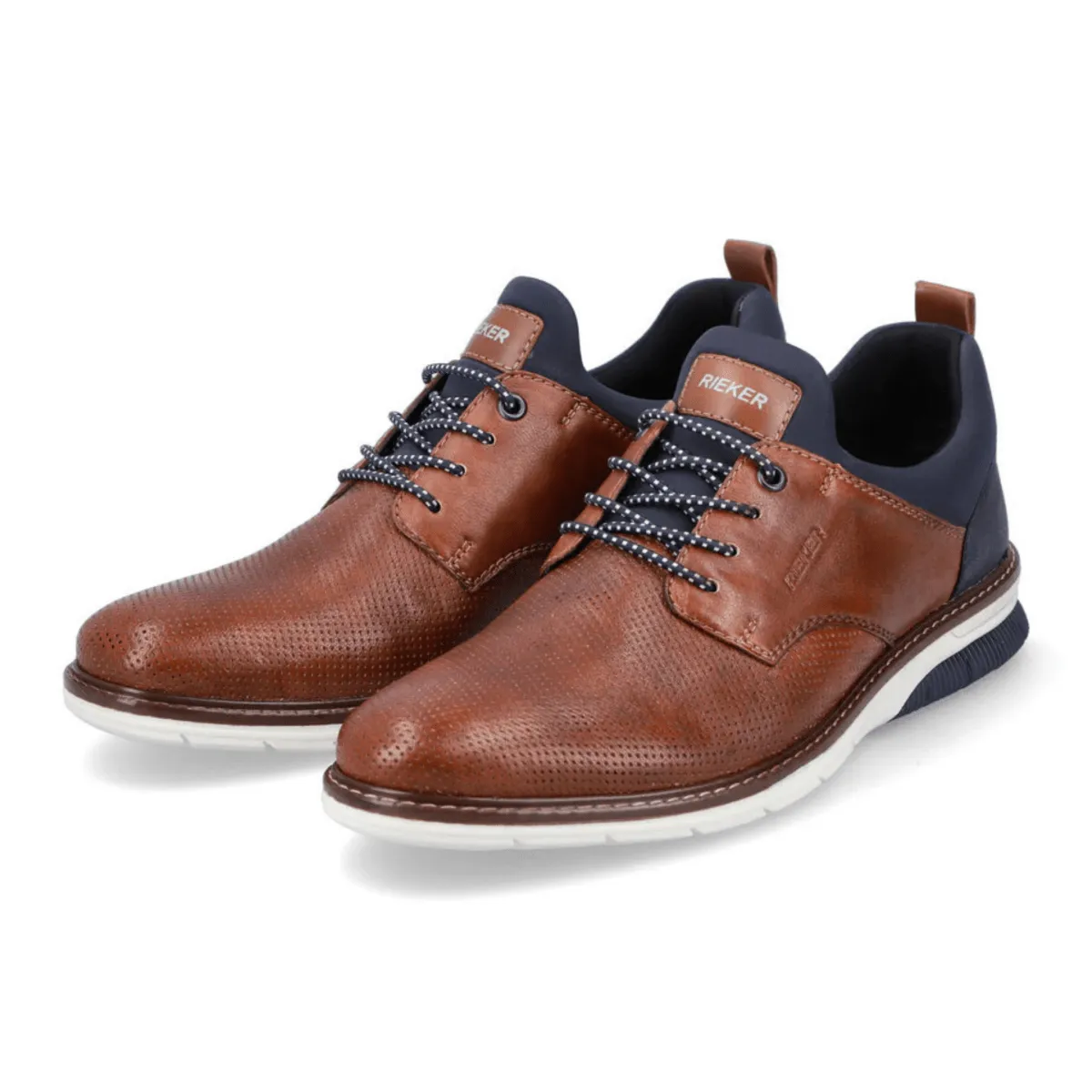 Rieker Men's 14450-22 Dustin Nut/Lake/Navy/Amaretto Leather