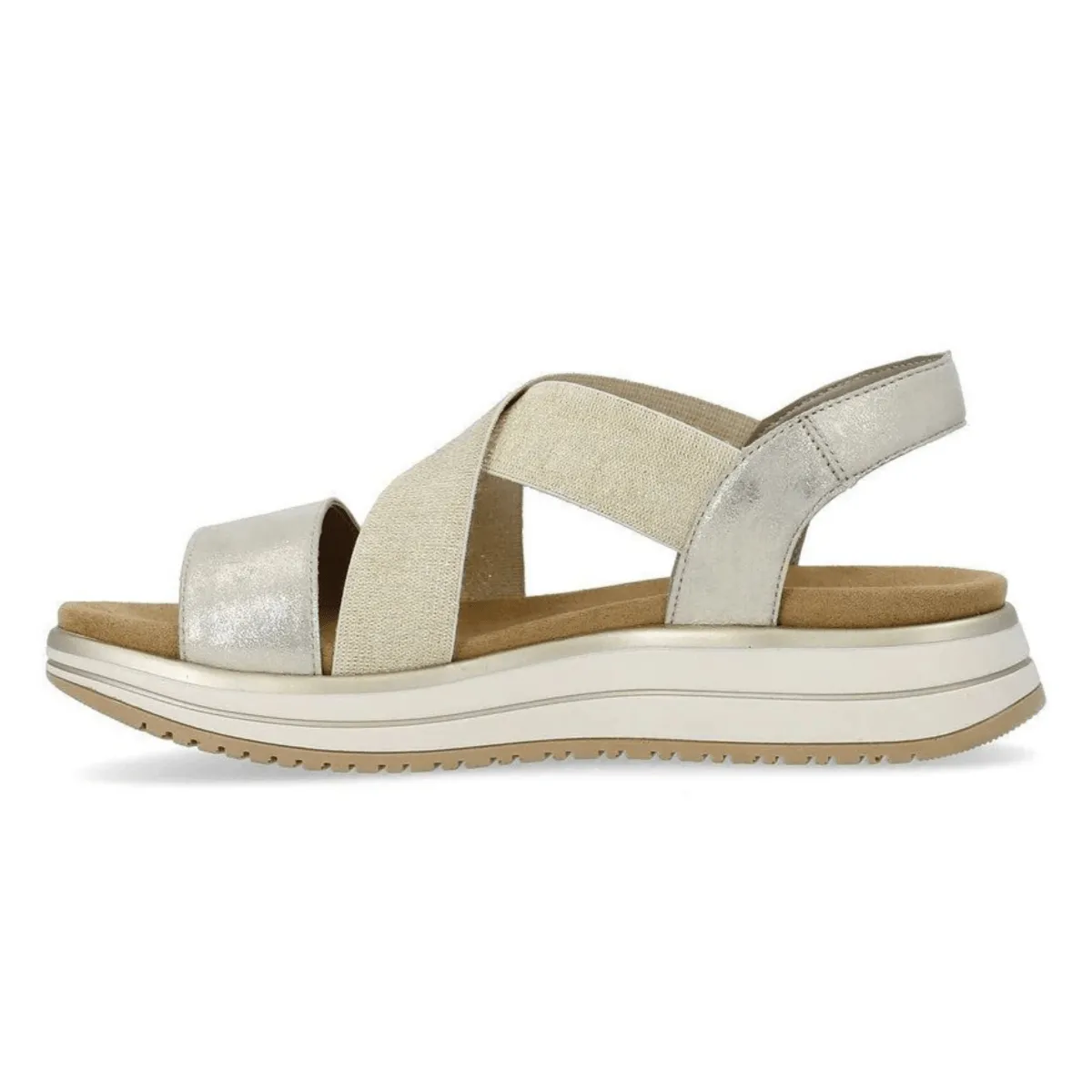 Rieker Women's D1J50-90 Jocelyn Shell/Beige/Gold
