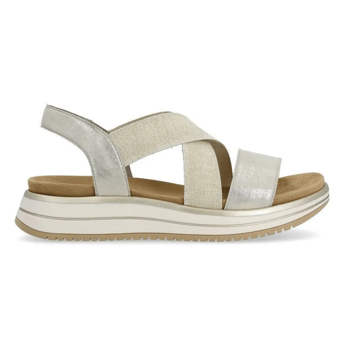 Rieker Women's D1J50-90 Jocelyn Shell/Beige/Gold