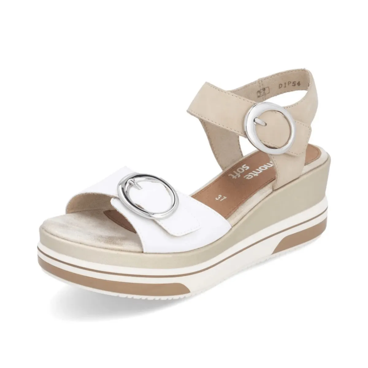 Rieker Women's D1P54-80 Sabine White/Pearl Leather