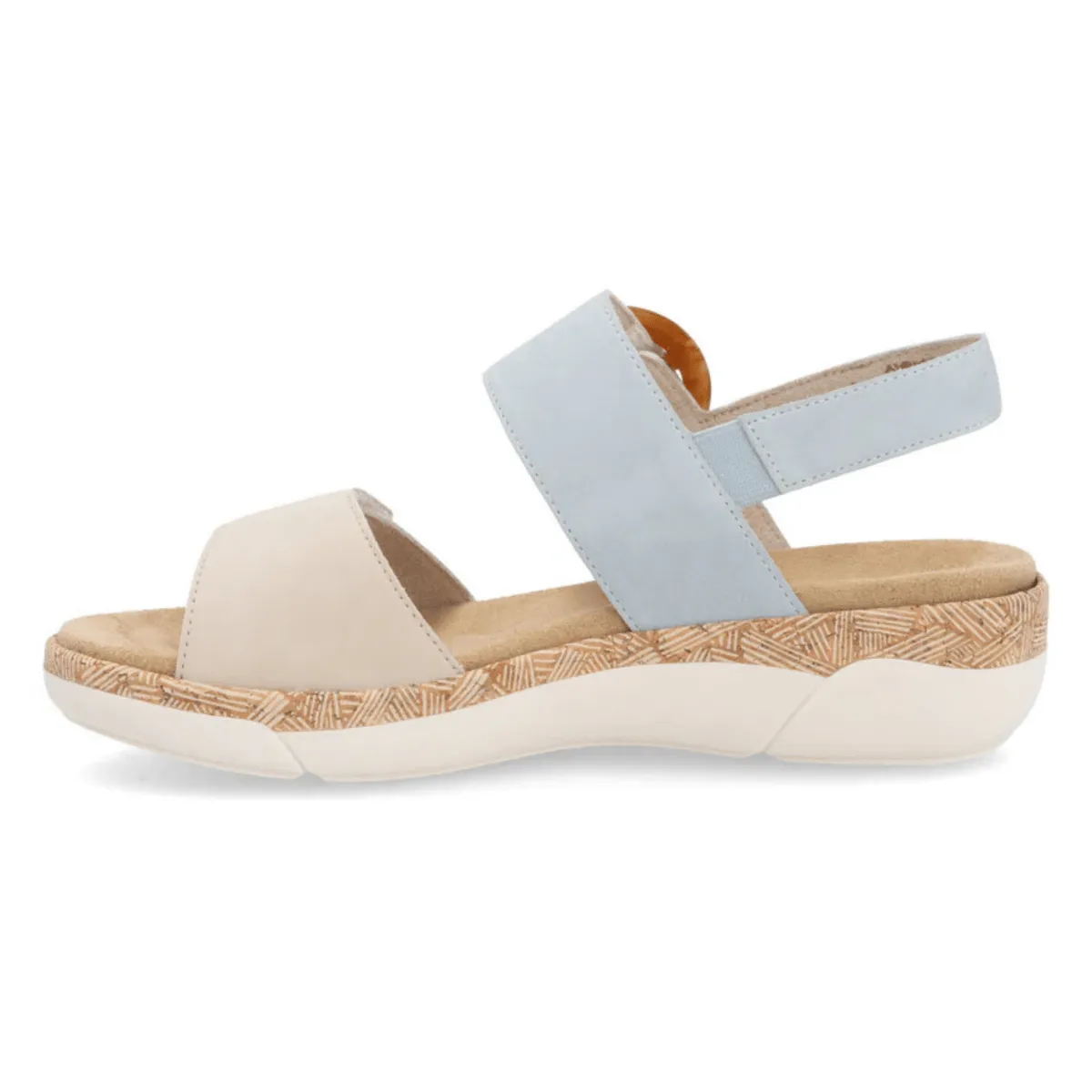 Rieker Women's R6853-12 Jocelyn Beige/Blue Leather