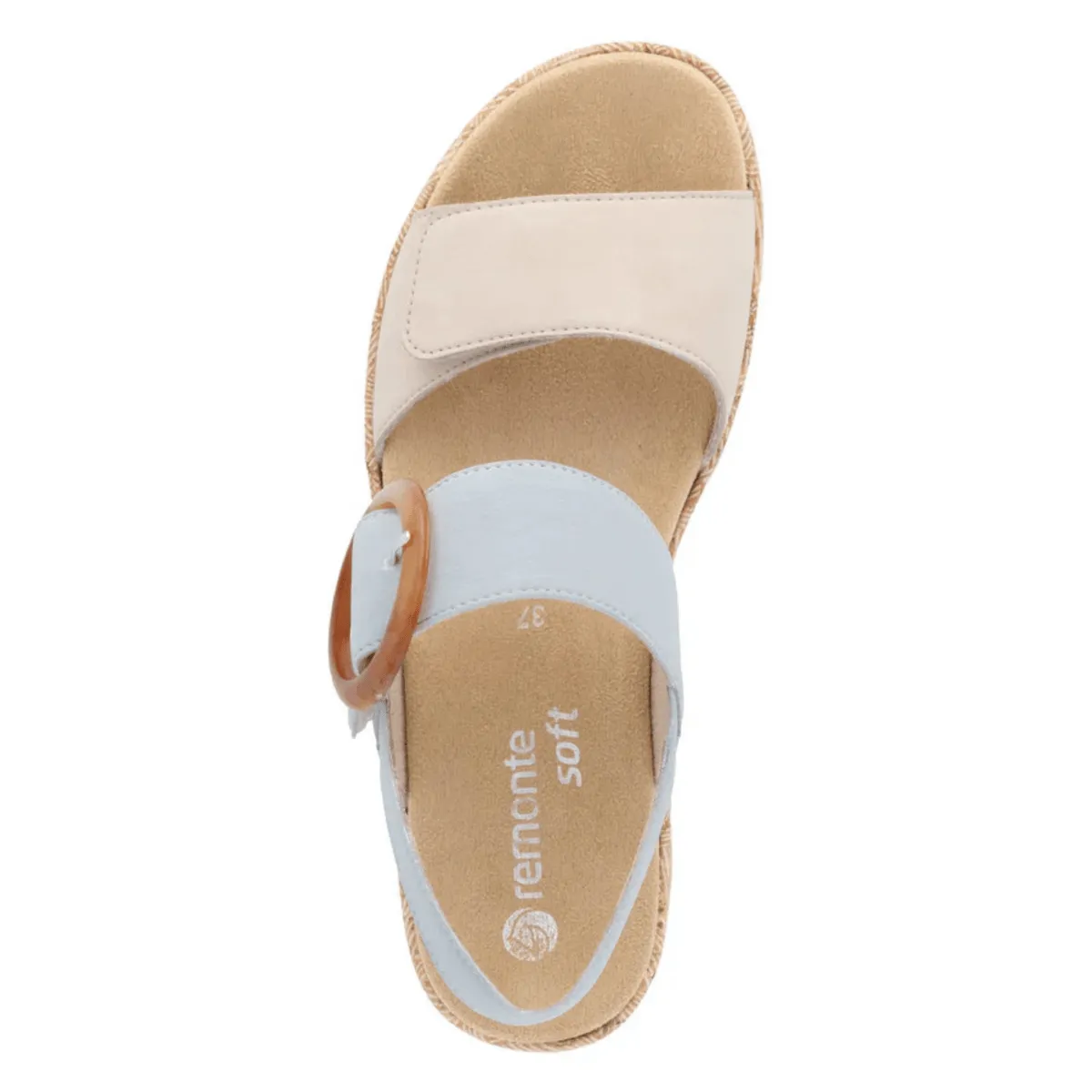 Rieker Women's R6853-12 Jocelyn Beige/Blue Leather