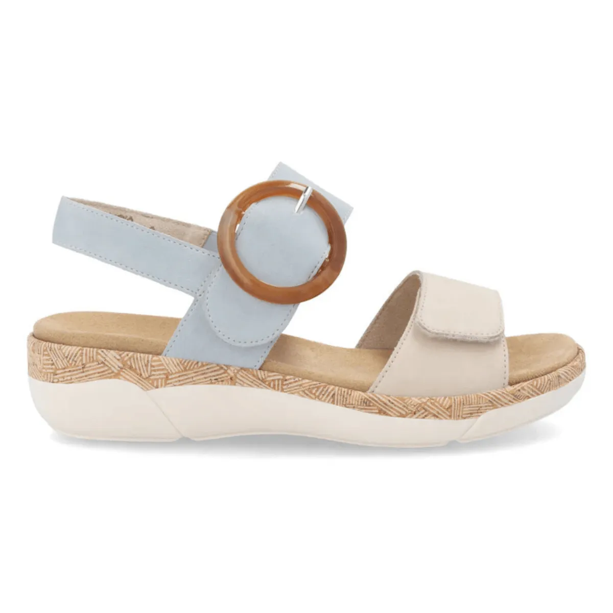 Rieker Women's R6853-12 Jocelyn Beige/Blue Leather