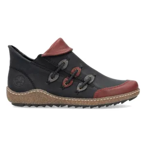 Rieker Women's Z7582-01 Liv Wine/Black/Smoke Leather