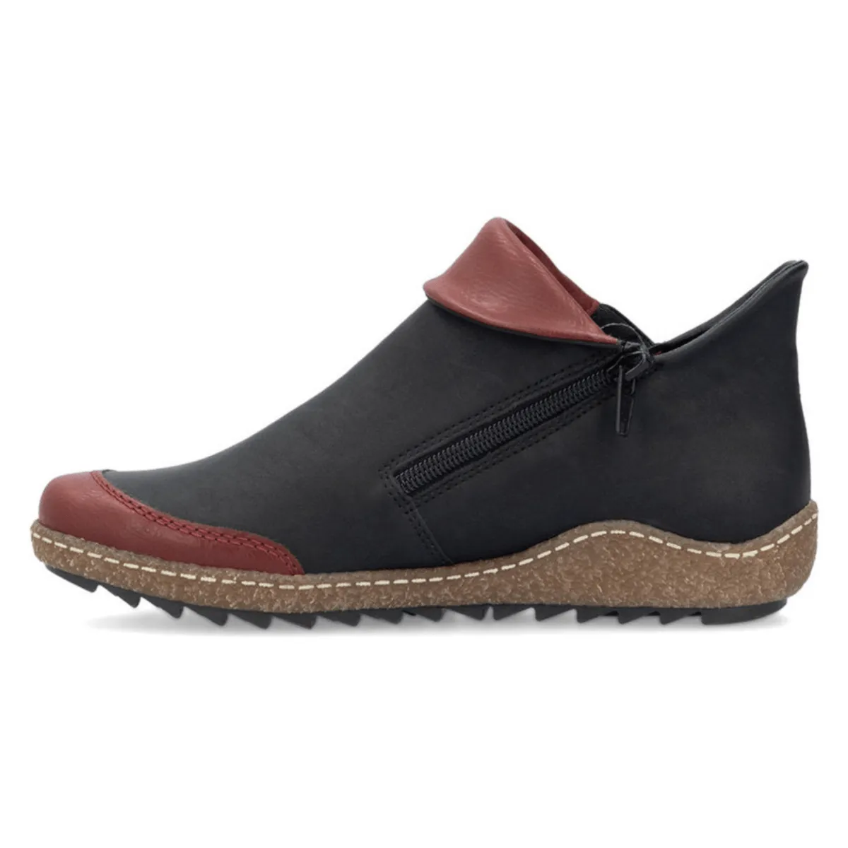 Rieker Women's Z7582-01 Liv Wine/Black/Smoke Leather