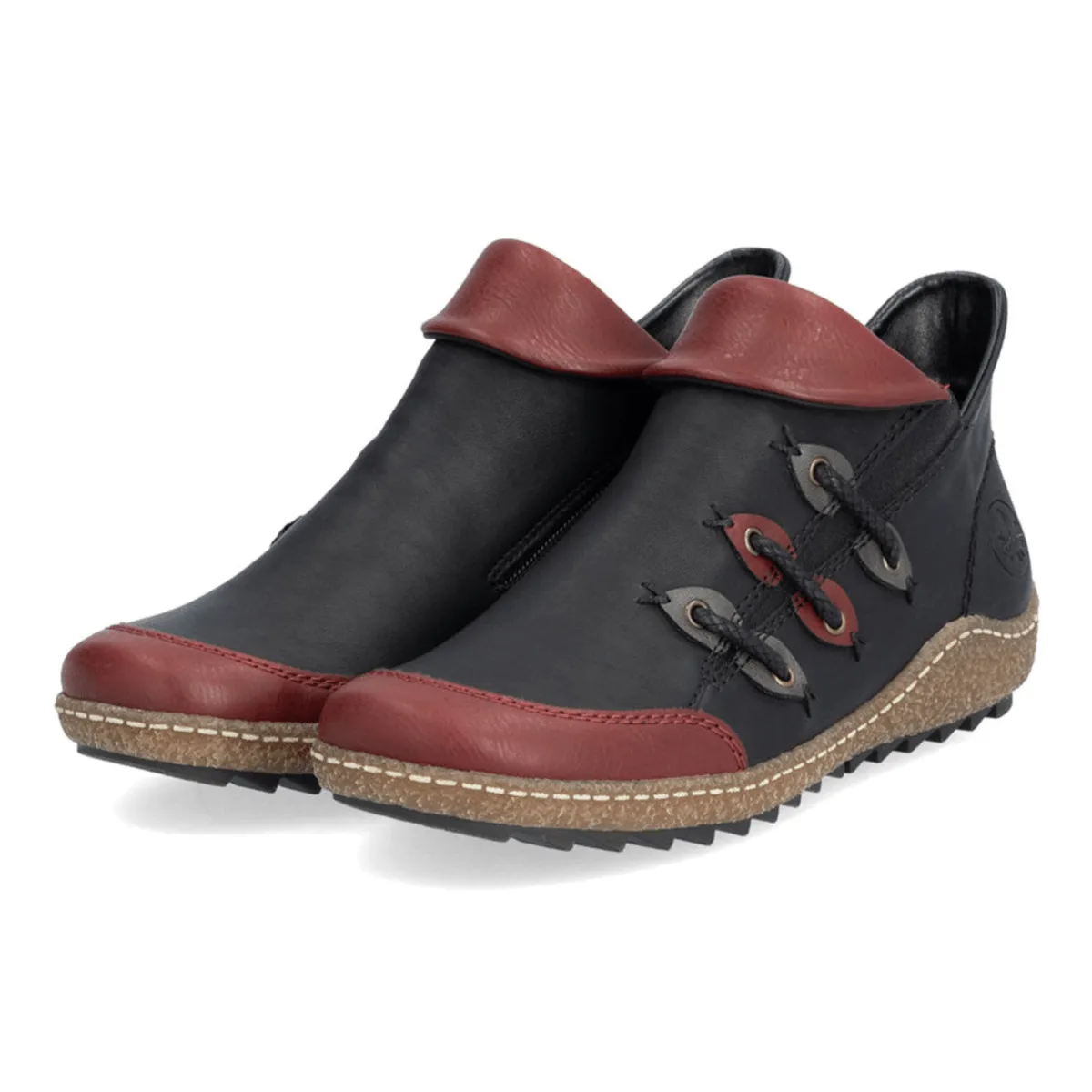 Rieker Women's Z7582-01 Liv Wine/Black/Smoke Leather