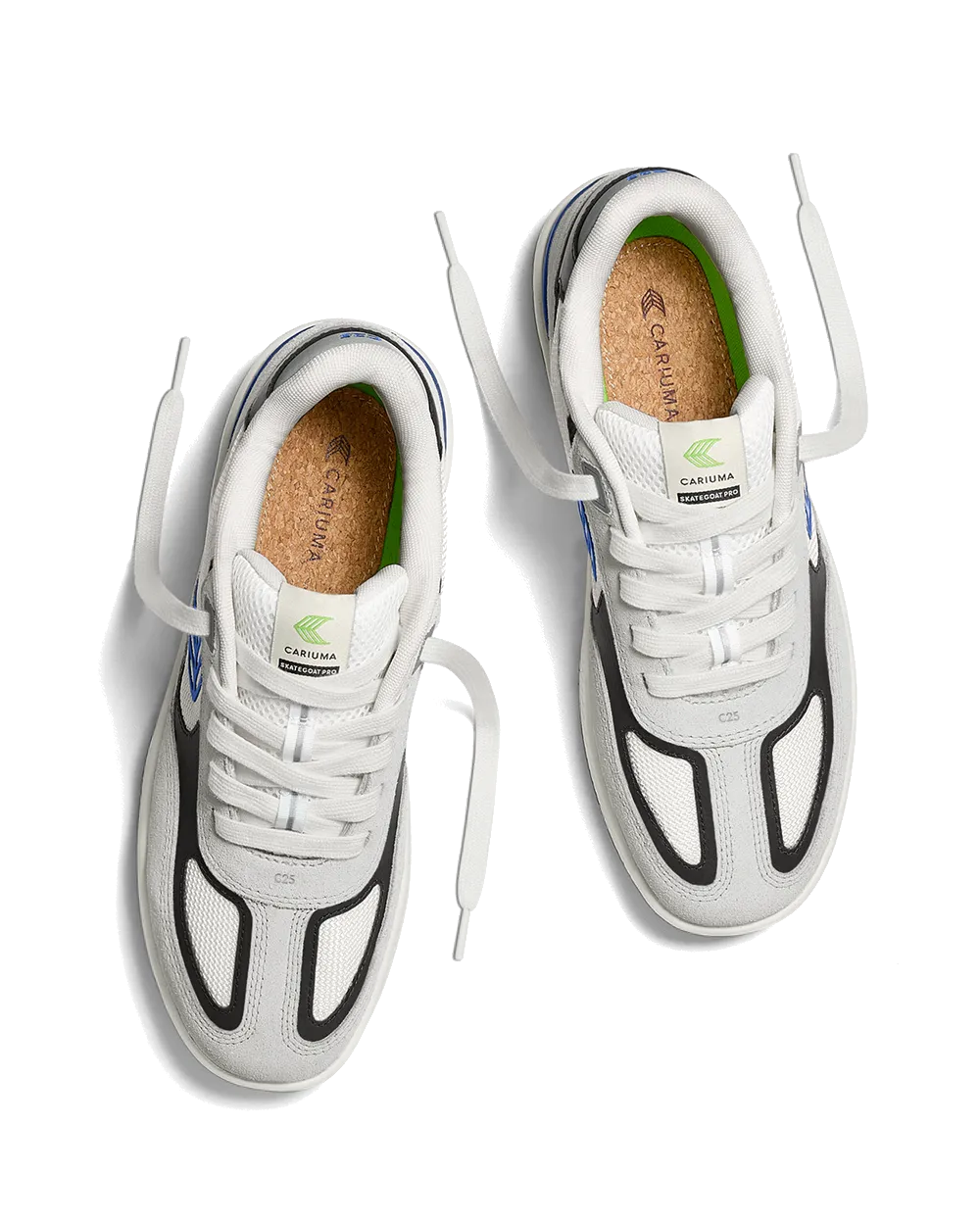 Skategoat C25 Shoes in Smoke White, Black & Blue