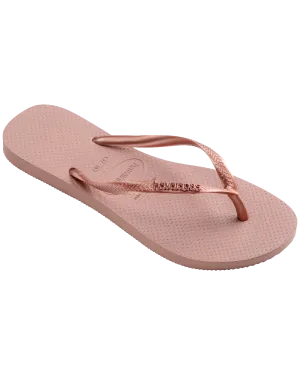 Slim Metallic Flip Flops in Crocus Rose & Golden