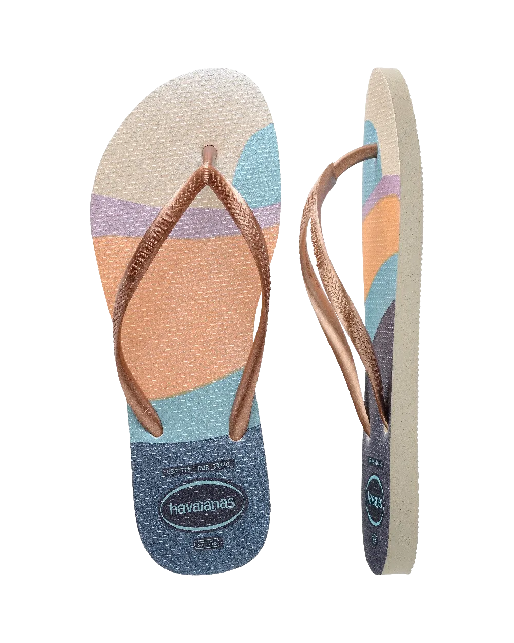 Slim Palette Glow Flip Flops in Beige