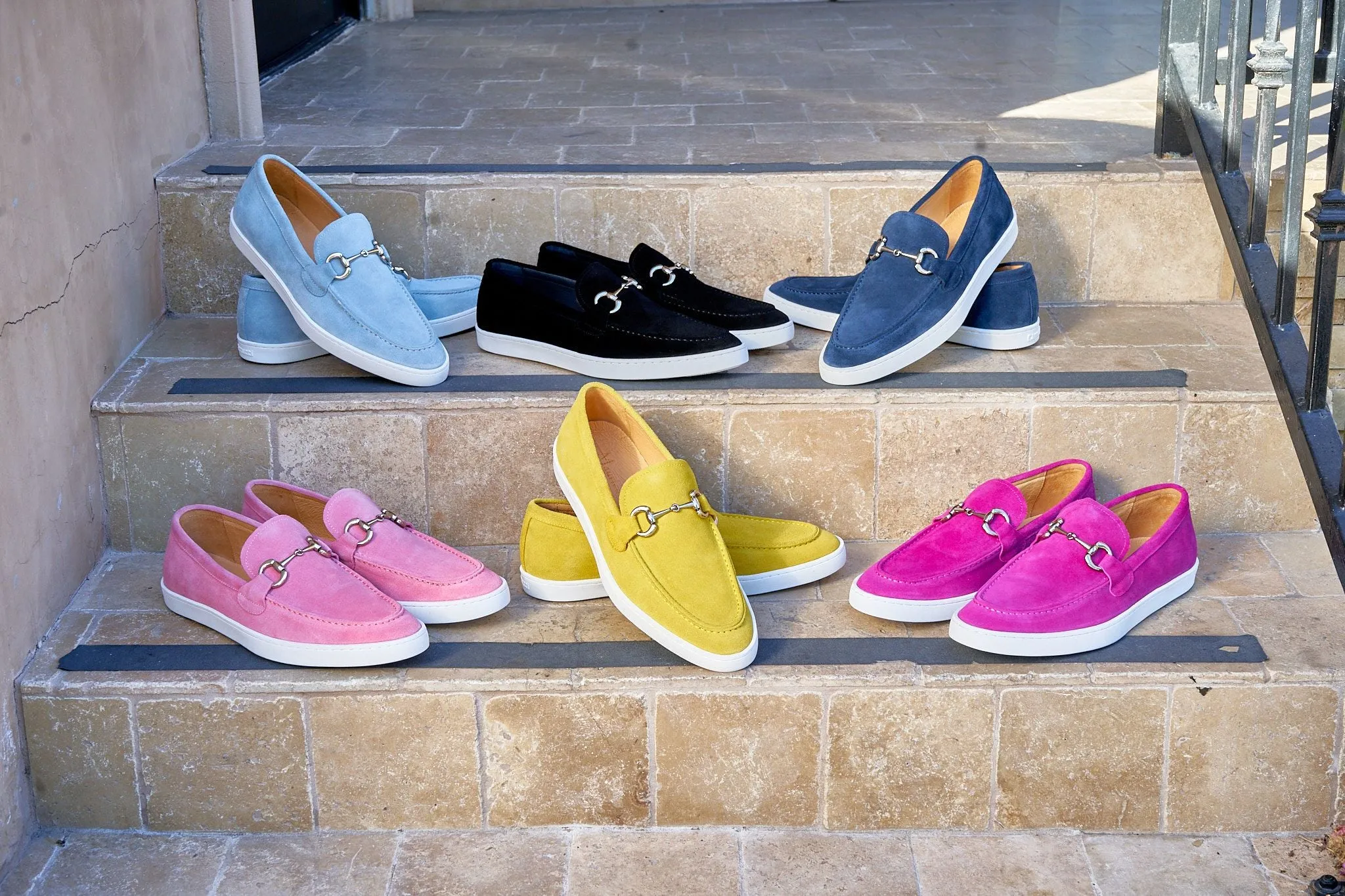 Suede Slip-On Horsebit Loafer Fuchsia