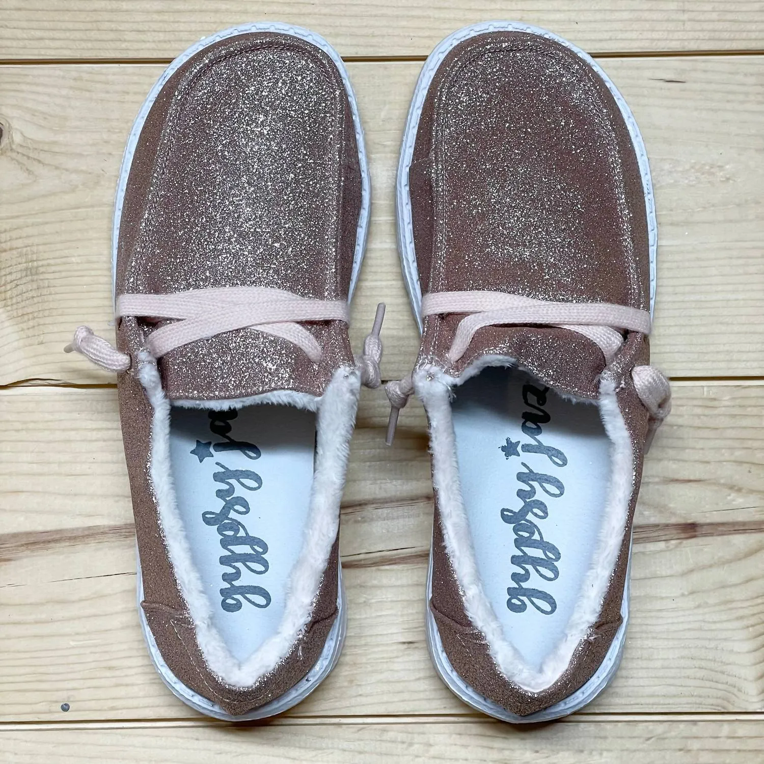 Women Holly Glitter Slip-On Shoes In Blush