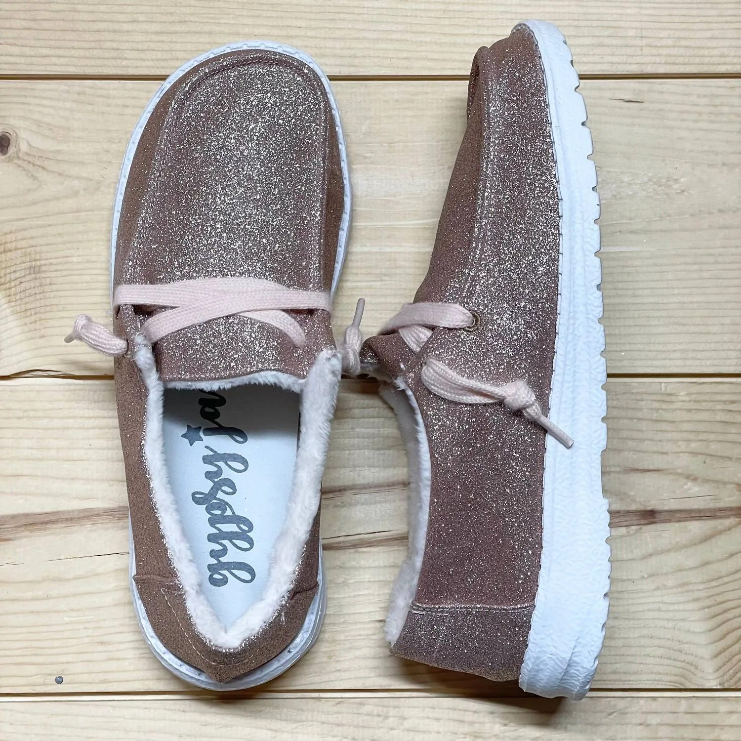 Women Holly Glitter Slip-On Shoes In Blush