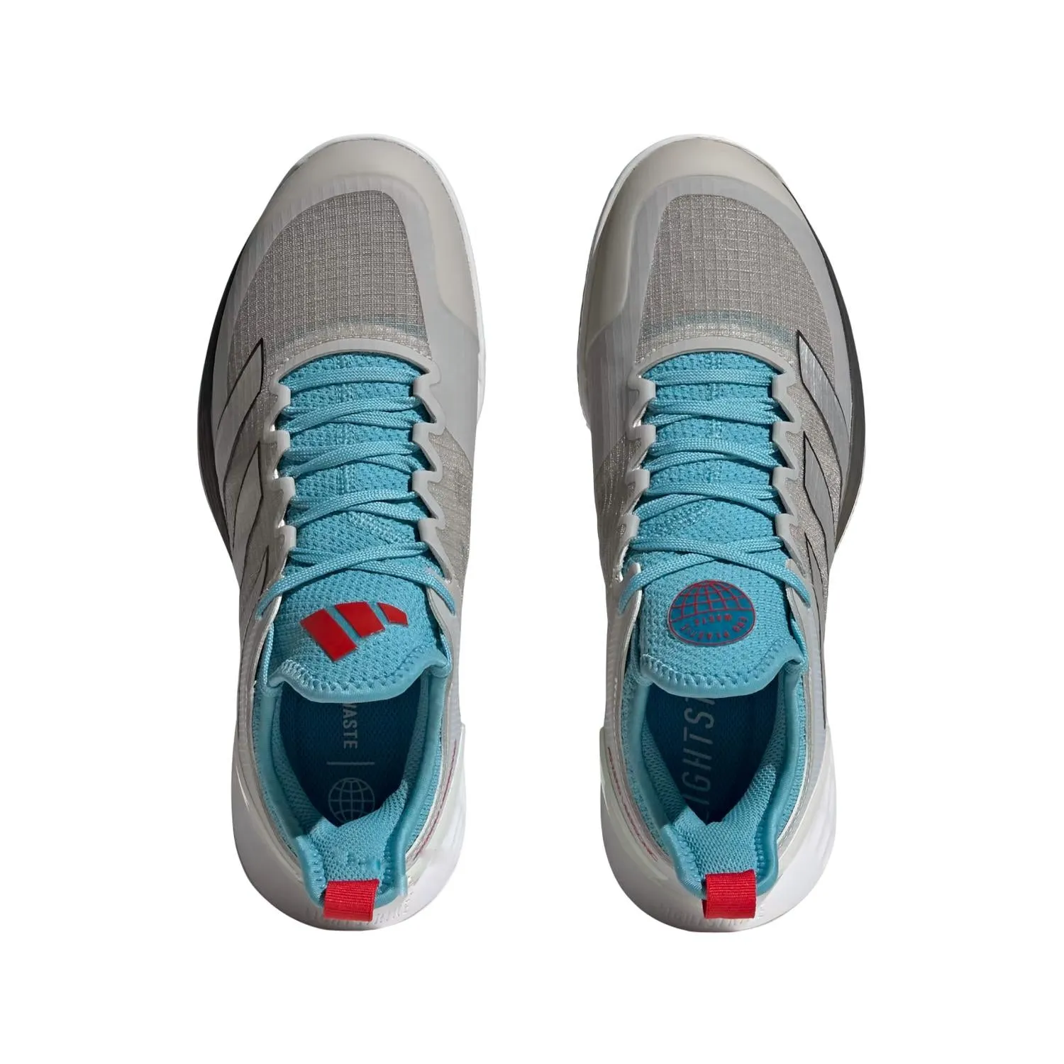 Women's Adizero Ubersonic 4 Tennis Shoes In Metallic Grey/ Silver Metallic/ Preloved Blue