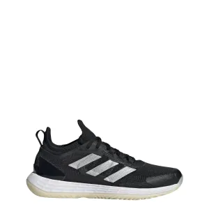 Women's Adizero Ubersonic 4.1 Tennis Shoes In Core Black/ Silver Metallic, White