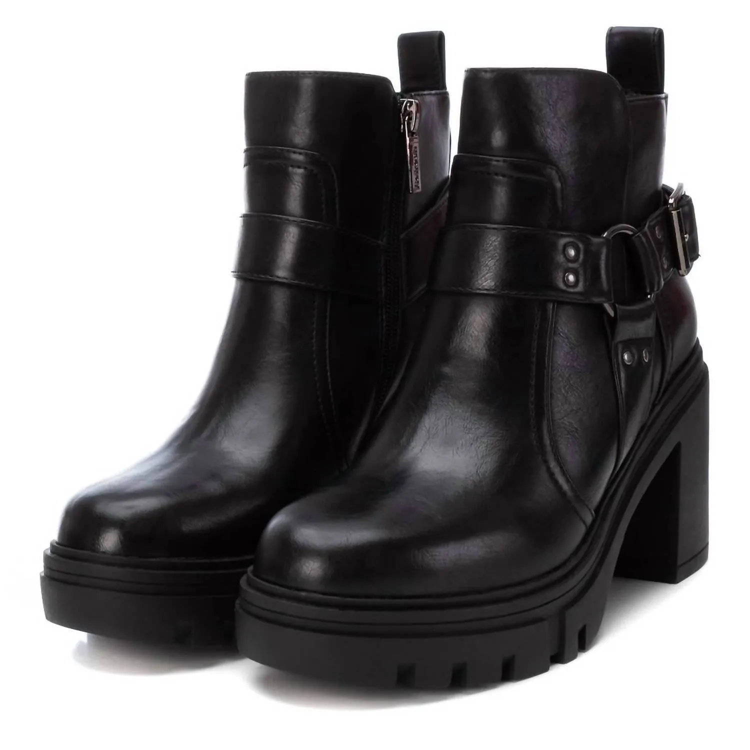 Women's Casual Heeled Booties In Black