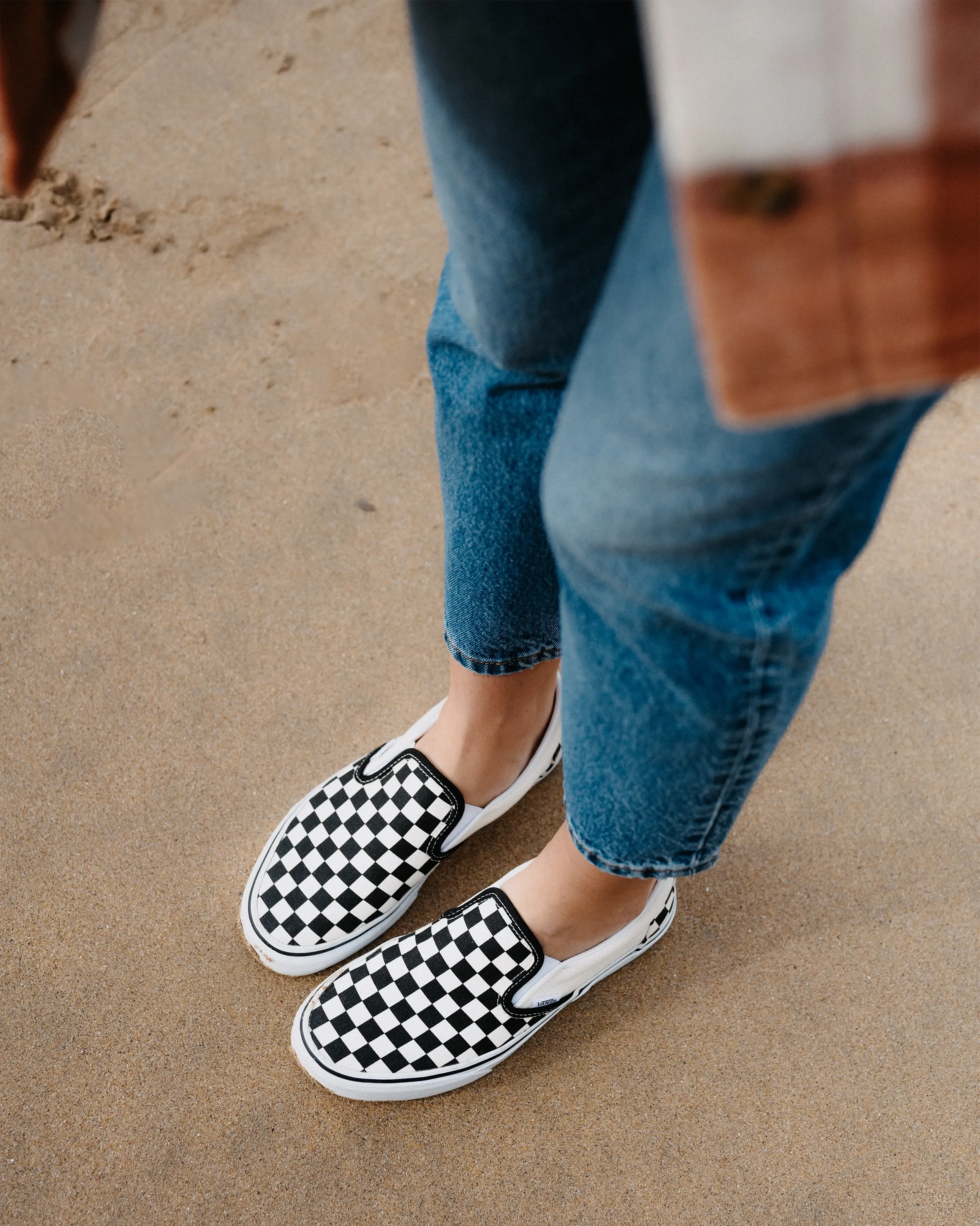 Womens Classic Slip On Shoes in Black & White