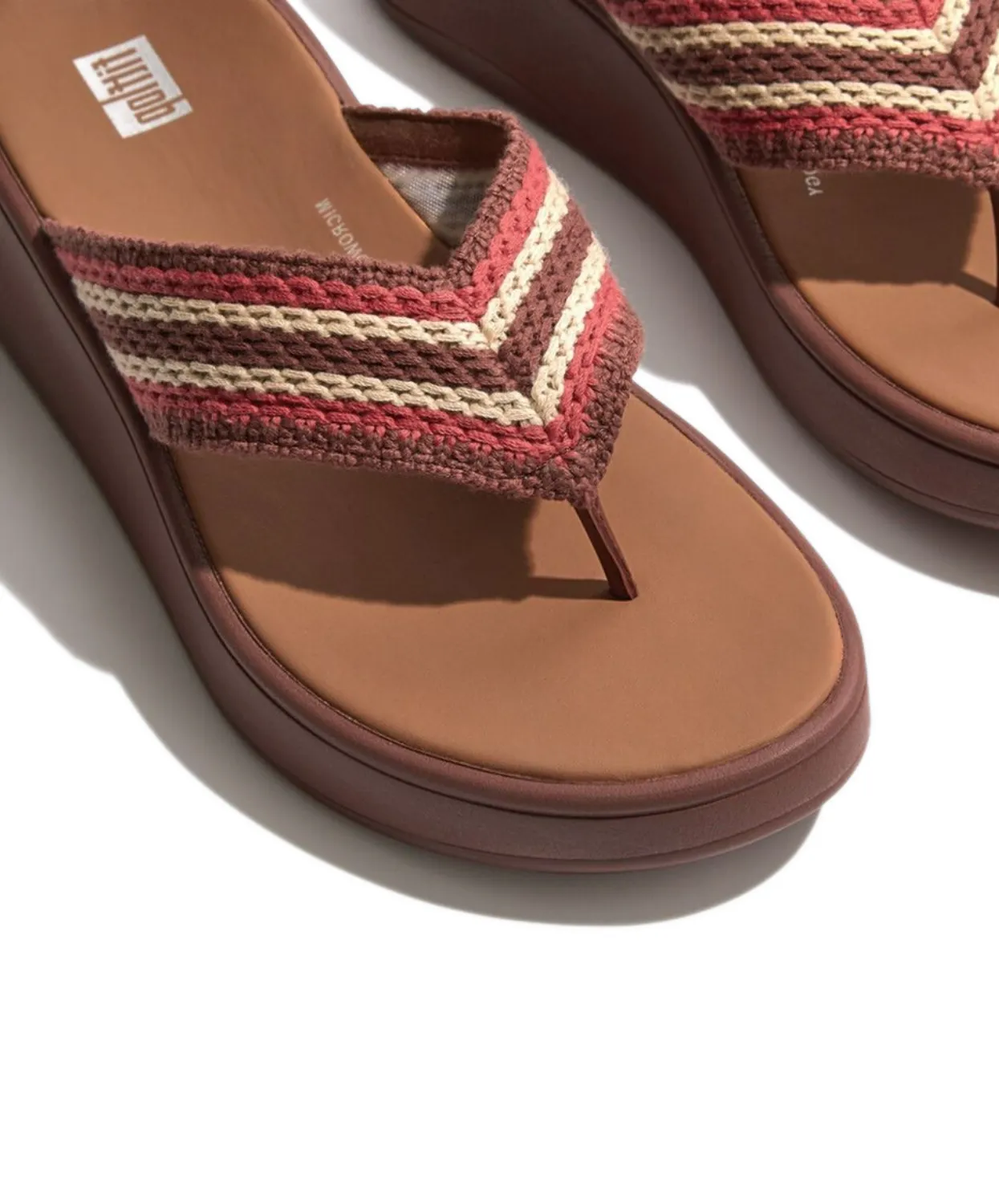Womens Fitflop Shoes Fitflop Crochet Flatform Toe-Post Sandals Brown