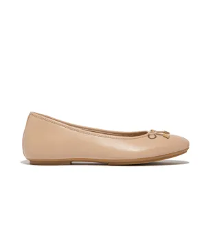 Womens Fitflop Shoes Fitflop Delicato Bow Soft Leather Ballet Flats Classic Beige