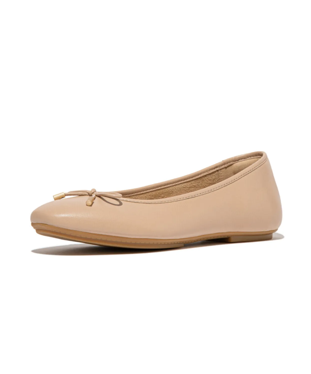 Womens Fitflop Shoes Fitflop Delicato Bow Soft Leather Ballet Flats Classic Beige