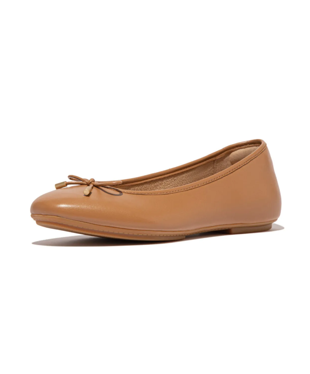 Womens Fitflop Shoes Fitflop Delicato Bow Soft Leather Ballet Flats Desert Tan