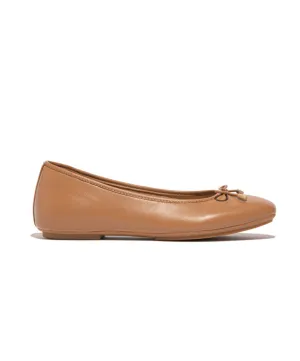 Womens Fitflop Shoes Fitflop Delicato Bow Soft Leather Ballet Flats Desert Tan