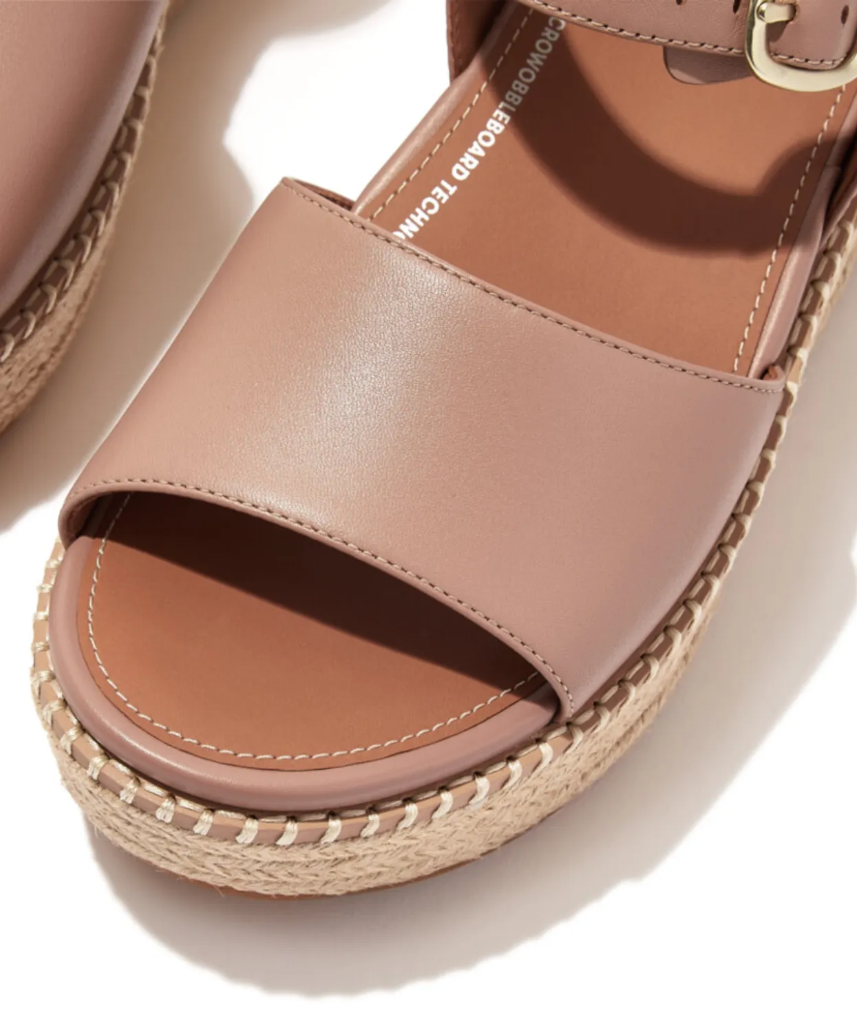 Womens Fitflop Shoes Fitflop Eloise Espadrille Leather Back Strap Wedge Sandals Beige Buff