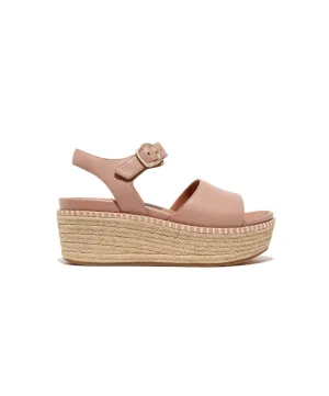 Womens Fitflop Shoes Fitflop Eloise Espadrille Leather Back Strap Wedge Sandals Beige Buff