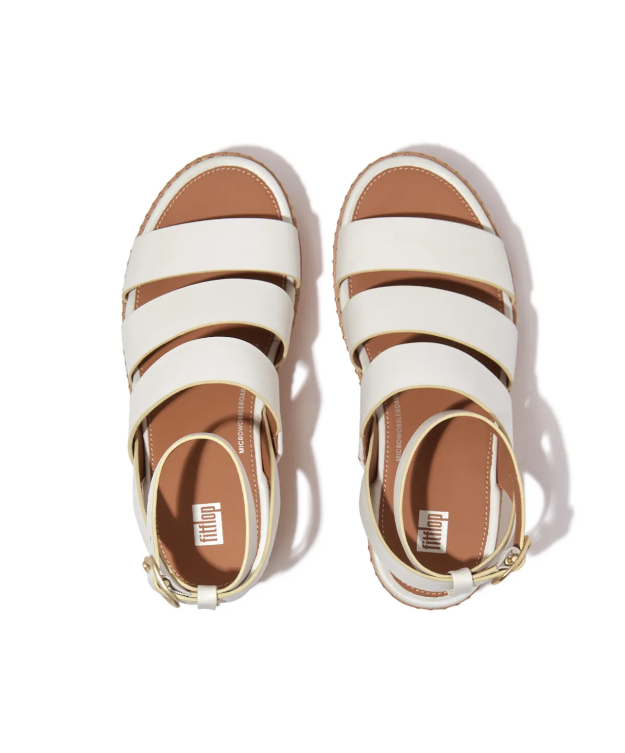 Womens Fitflop Shoes Fitflop Eloise Leather Cork Strappy Wedge Sandals Urban White