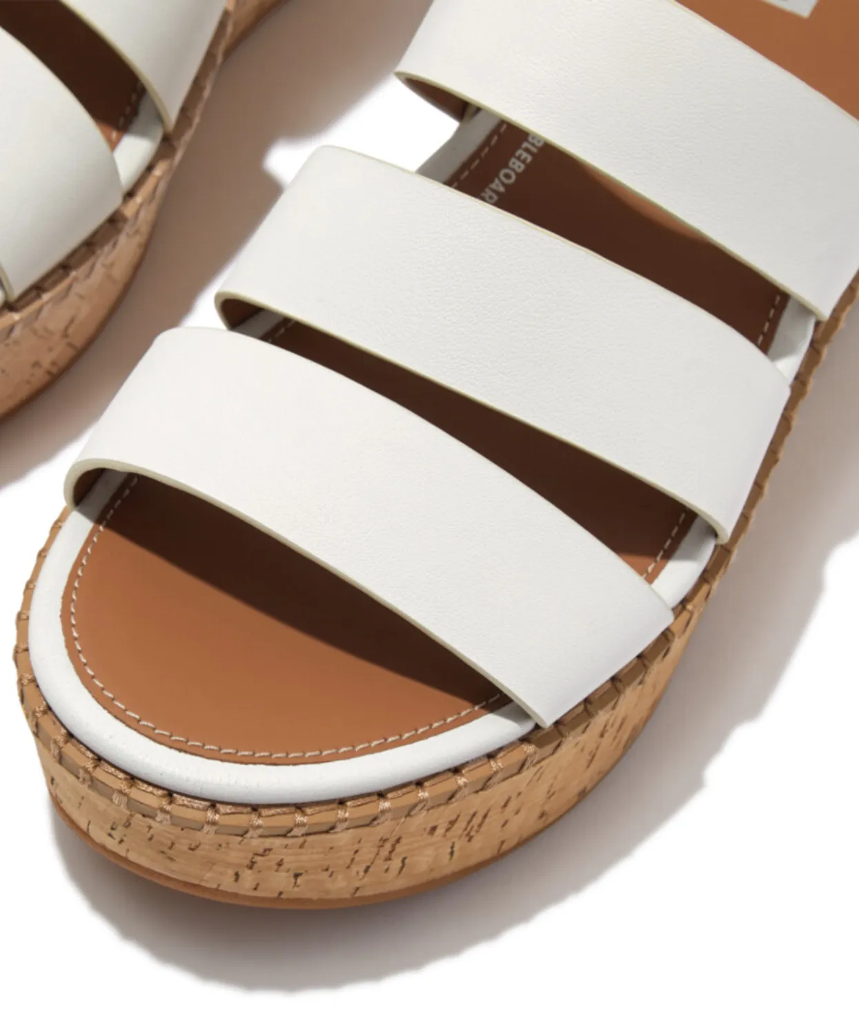 Womens Fitflop Shoes Fitflop Eloise Leather Cork Strappy Wedge Sandals Urban White