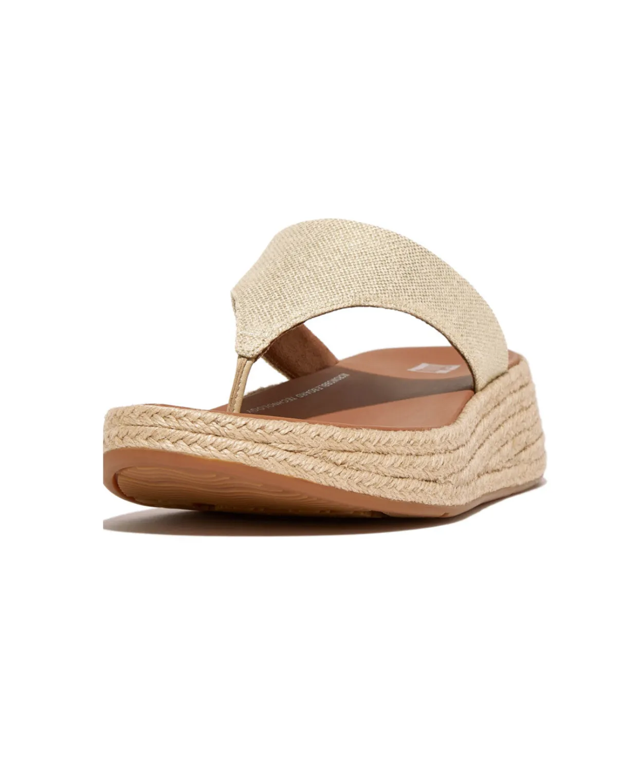 Womens Fitflop Shoes Fitflop F-Mode Espadrille Glitz-Canvas Flatform Toe-Thongs Ivory